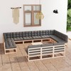 vidaXL Patio Lounge Set with Cushions Solid Pinewood - Natural With Cushions - 2 of 4