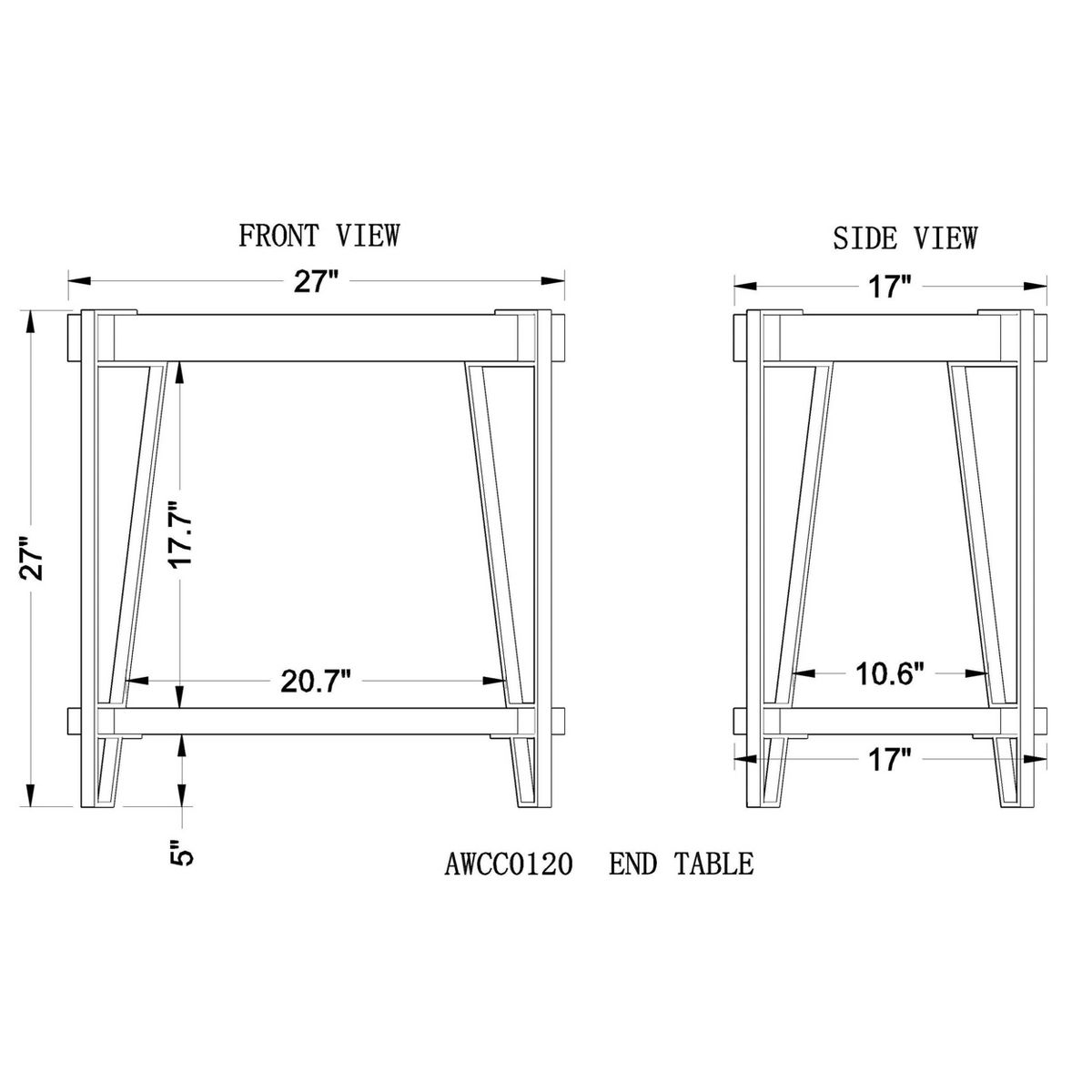 Alaterre Furniture 28" Ryegate Natural Brown Live Edge Solid Wood End Table Metal And Wood - thumbnail 6