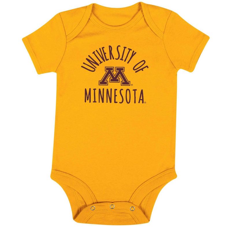 NCAA Minnesota Golden Gophers Infant Boys&#39; Short Sleeve 3pk Bodysuit Set, 3 of 5