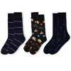 MeMoi Men's 3 Pair Pack Novelty Happy Birthday Crew Socks Black-Black 10-13 - 3 of 4