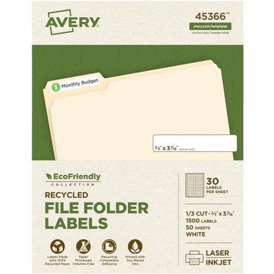Avery EcoFriendly File Folder Labels, 2/3 x 3-7/16 Inches, Pack of 1500