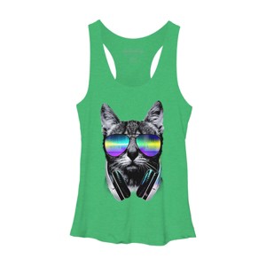Women's Design By Humans Music Lover Cat By clingcling Racerback Tank Top - 1 of 3