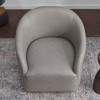 KINWELL 32"W 100% Top Grain Genuine Leather Swivel Barrel Armchair - 3 of 4