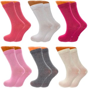 Women’s Combed Cotton Crew Socks – 6 Pairs, Colorful Soft & Breathable, Shoe Size 5-10, Moisture-Wicking - 1 of 2
