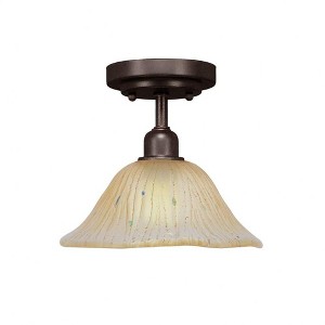 Toltec Lighting Vintage 1 - Light Flush Mount in  Dark Granite with 10" Amber Crystal Shade - 1 of 1