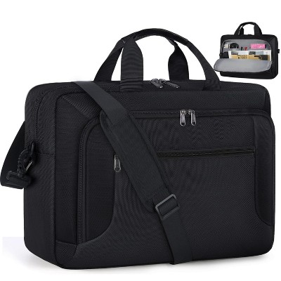 Business Office Work Computer Bag 17 Inch Adjustable Shoulder Messenger Bag, Black