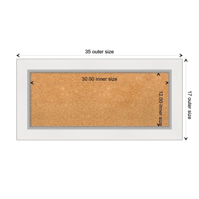 Eva White and Silver Framed Natural Cork Bulletin Board