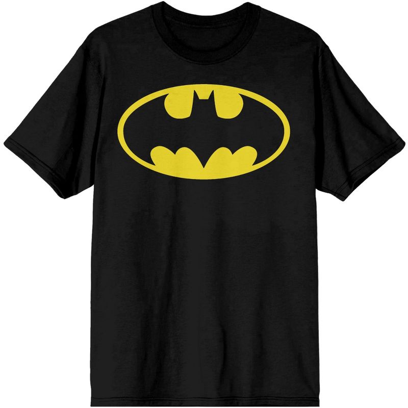 Yellow Batman Logo Men's Black T-shirt, 1 of 2