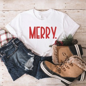 Simply Sage Market Women's Merry Bold Word Short Sleeve Graphic Tee - 1 of 2