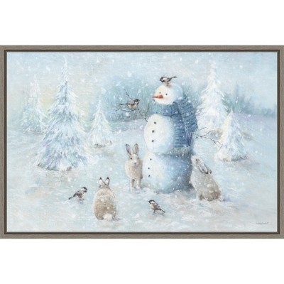 Let it Snow Blue and White Canvas Wall Art Print