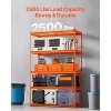 VEVOR Storage Shelves, 2500 lbs, 5 Tier Heavy Duty Garage Shelving, 18" D x 48" W x 72" H Adjustable Metal Shelves, Orange - 3 of 4