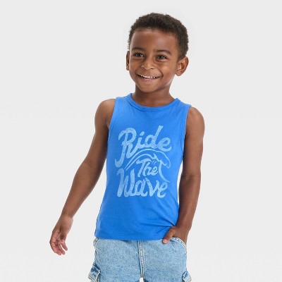 Toddler Boys' Short Sleeve Ride The Wave Tank Top - Cat & Jack™ Blue