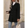 Women's Lapel Collar Long Sleeve Button Long Coat Fall Casual Slim Fit Jacket Elegant Outerwear With Pockets - 3 of 4