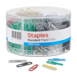 Staples #1 Size Vinyl-Coated Paper Clips 1000/Tub 480108 - 1 of 3