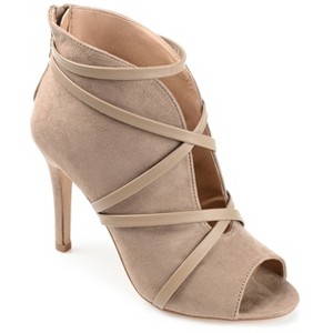 Journee Collection Womens Samara Back Heel Zip Peep Toe Stiletto Booties - 1 of 4