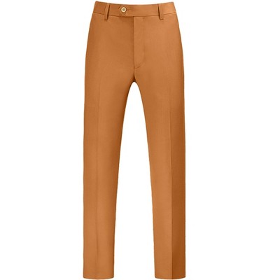 Lars Amadeus Men's Regular Fit Flat Front Chino Business Wedding Suit Pants