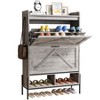 CuisinSmart Farmhouse Shoe Storage Cabinet with Metal Legs, Narrow Hidden Shoe Rack with 2 Flip Drawers, Shoe Organizer for Entryway, Grey - 2 of 4