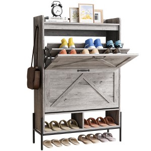 Garvee Shoe Cabinet with 2 Flip Drawers, Shoe Storage Cabinet for Entryway, Narrow Shoe Rack, Dry and Wet Separation Shoe Organizer with Metal Legs - 1 of 4