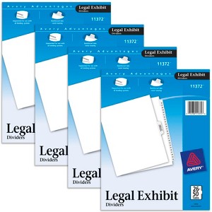 Avery Legal Exhibit Binder Dividers, Preprinted 26-50 and Table of Contents Side Tabs, Unpunched Letter Size, 1 Set Collated, 4 Sets per Pack (11372) - 1 of 4