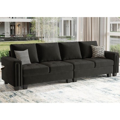 Belffin Modular Velvet Tufted Sofa Couch with Reversible Chaises 4-Seater
