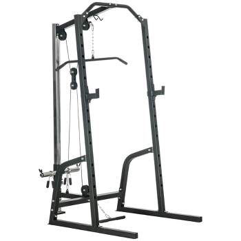 Soozier Multi-Functional Power Cage with Cable Pulley System, 15-Level Squat Rack, Pull up Stand and Push up Stand