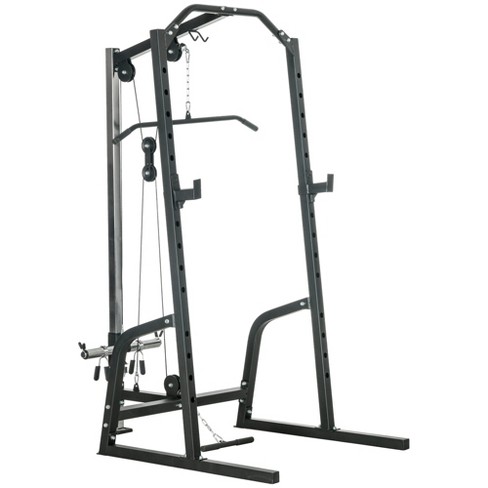 Soozier Multi Functional Power Cage with Cable Pulley System 15 Level Squat Rack Pull up Stand and Push up Stand