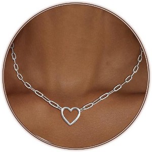 Gold Silver Plated Heart Choker Necklace Dainty Love Jewelry Gift - 1 of 4