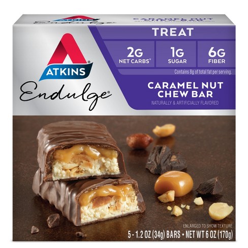 atkins caramel bars bar nut chew endulge 5ct keto target treat nutrition count friendly