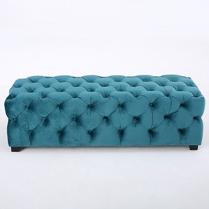 VYNXARIA Teal Ottomans and Benches - 50.75 Inches Long, Modern Glam Design - 1 of 4