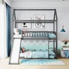 NicBex Twin over Twin Bunk Bed Classic House Shape Loft Bed Pine Frame Bed Frame with Guardrails, Slide and Ladder, No Box Spring Required - 2 of 4