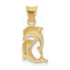 Black Bow Jewelry 14k Yellow Gold and White Rhodium Double Dolphin Pendant, 8 x 20mm - 3 of 4