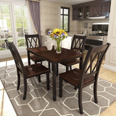 NicBex Dining Room Table Set for 4 Morden Kitchen Table with MDF Tabletop, 4 Cross Backrest Chairs for Dining Room