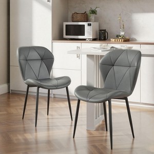 Dining Chairs,Modern Dining Room Chair Diamond Leather with Wooden and Metal Frame - 1 of 4