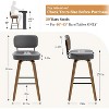 Bekrvio 26"/29" Mid-Century Modern Swivel Bar Stools Set of 1/2/3/4- Faux Leather Upholstered with Back and Bent Wood Legs,Ideal for Kitchen Island - 3 of 4