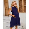 Maternity Halter Neck Dress Summer Casual Ruffle Sleeveless High Waisted Flowy Midi Dress Baby Shower Photoshoot - 4 of 4