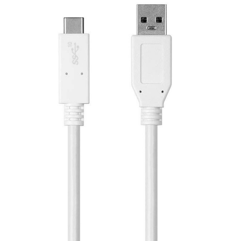 Monoprice USB C to USB A 3.1 Gen 2 Cable - 1 Meter (3.3 Feet) - White | Fast Charging, 10Gbps, 3A, 30AWG, Type C, Compatible with Xbox One / VR /, 1 of 7
