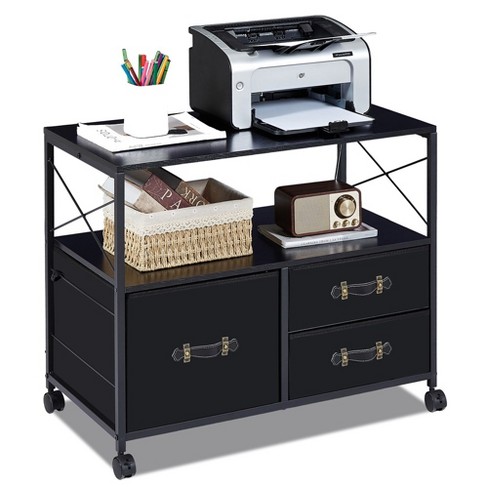 VECELO 3-Drawer Rolling File Cabinet, Mobile Printer Stand with Open Storage Shelf, Fits A4 or Letter Size - image 1 of 4