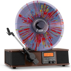 Fuse WRAP Vertical Vinyl Record Player | FM Radio, Bluetooth in/Out, AUX, Line Out | Backslit Album Cover Holder | Handcrafted Ashtree Wood - 1 of 4