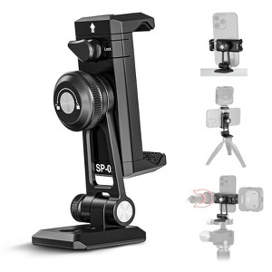 MaseiKar Metal Phone Tripod Mount Adapter with Arca QR Base, Cold Shoe, 360 Deg Swivel, 180 Deg Tilt, for iPhone 15 Pro Max Galaxy S24 - 1 of 4