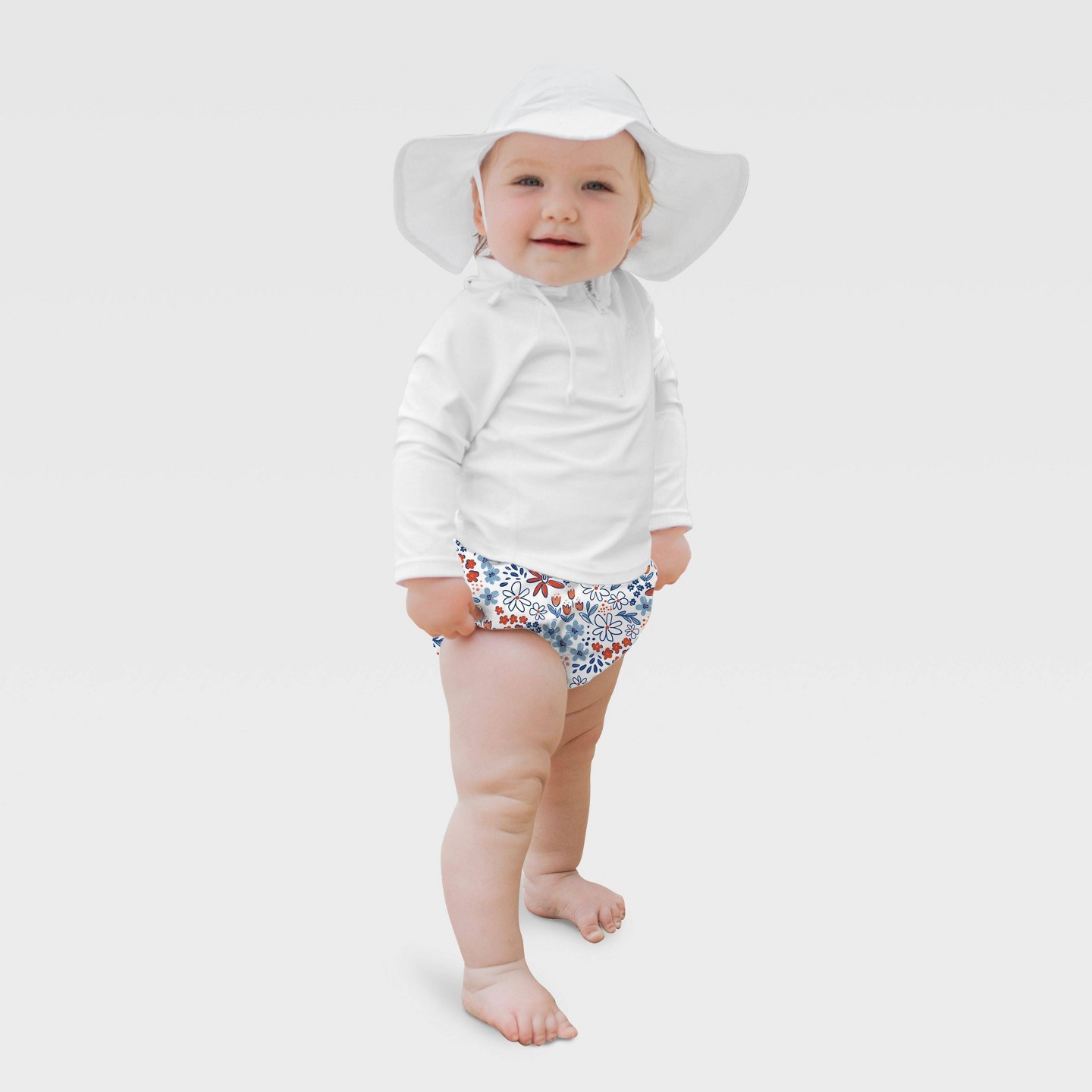 Купальник Diaper для детей, цветочный принт — green sprouts, цвет: Зелёный — фото 2