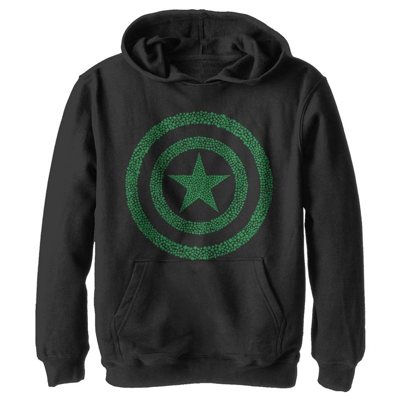 Boy's Marvel St. Patrick's Day Captain America Clover Shield Pull Over Hoodie, 1 of 5