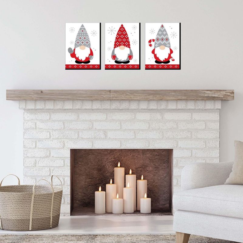 Big Dot of Happiness Christmas Gnomes - Holiday Wall Art Room Decor - 7.5 x 10 inches - Set of 3 Prints, 3 of 9