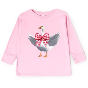 Valentine Goose Coquette - Toddler Long Sleeve Graphic Tee - 1 of 4