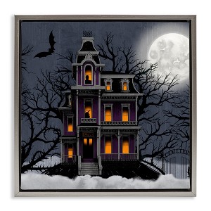 Stupell Industries Creepy Haunted Halloween House Floating Frame Canvas Art - 1 of 4