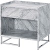 Royal Hampton Faux Marble Accent Table with Chrome Finish, White - 3 of 4