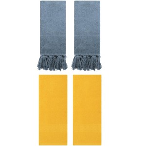 REGALWOVEN 4 Packs Solid Textured and Tassels Soft Absorbent Decorative Hand Towel - 1 of 4