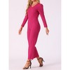 Allegra K Women's V Neck Jumpsuit Long Sleeve Tie Waist Wide Leg Long Pants Elegant Knit Jumpsuits - 2 of 4