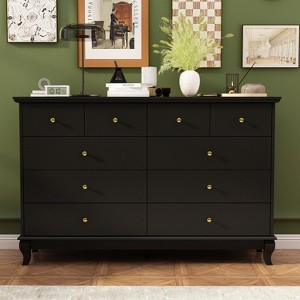 Hitow 10 Drawer Horizontal Dresser with Round Metal Knobs Modern Chest of Drawers - 1 of 4