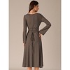 INSPIRE CHIC Women's Knit Midi A-Line Drawstring Back Square Neck Long Sleeve Dresses - 4 of 4
