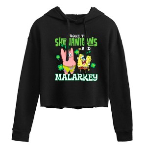 Women's - SpongeBob SquarePants - Prone To Shenanigans And Malarkey Cropped Graphic Hoodie - 1 of 4